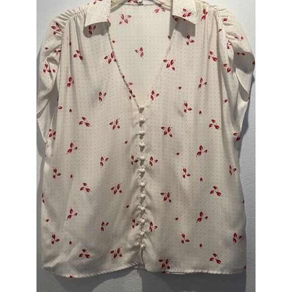 Equipment Size Small Silk Button Down Blouse Alloura Multi 100% Silk Romantic - Picture 3 of 9